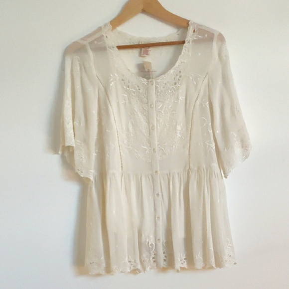 🆕 Sundance Cream Ruffled Peplum Blouse - Picture 3 of 8